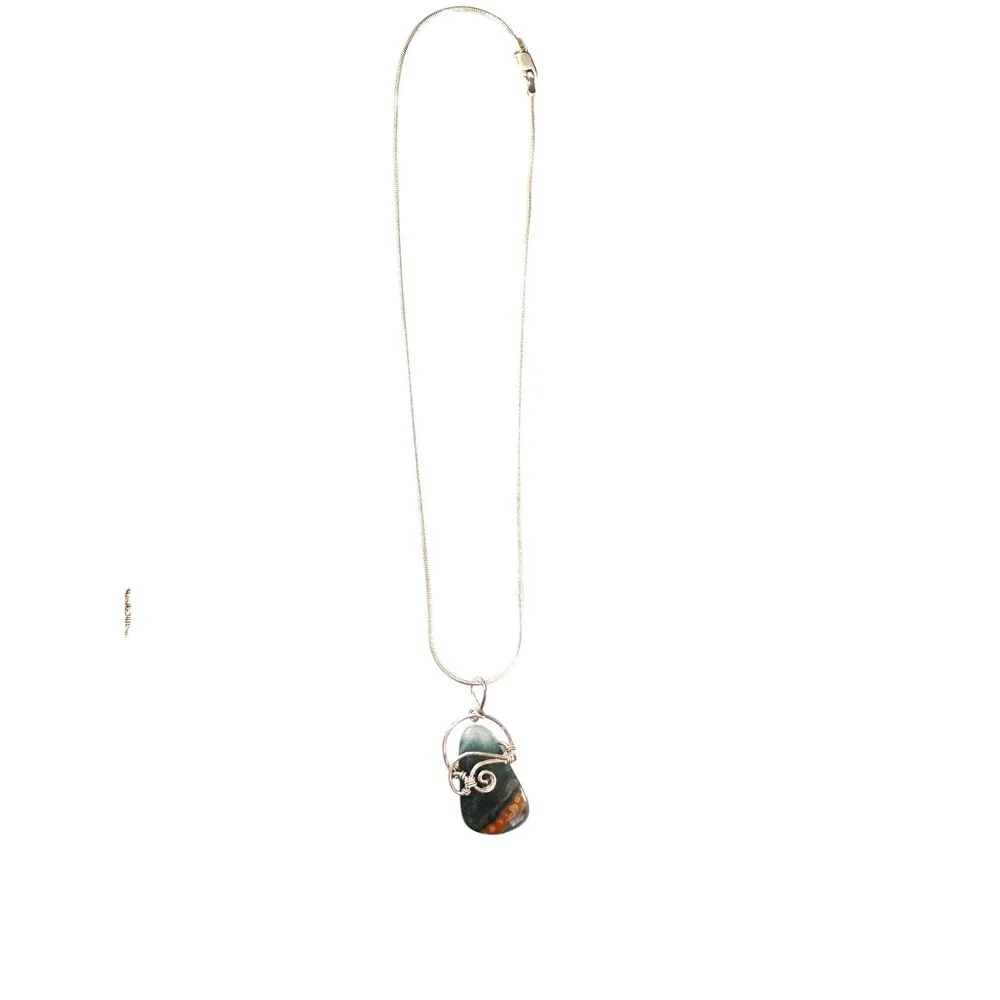 Unbranded Ocean Jasper Wire Wrapped Necklace Womens OS Multicolor Excellent‎